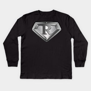 Steel Plated Diamond Shaped R Kids Long Sleeve T-Shirt